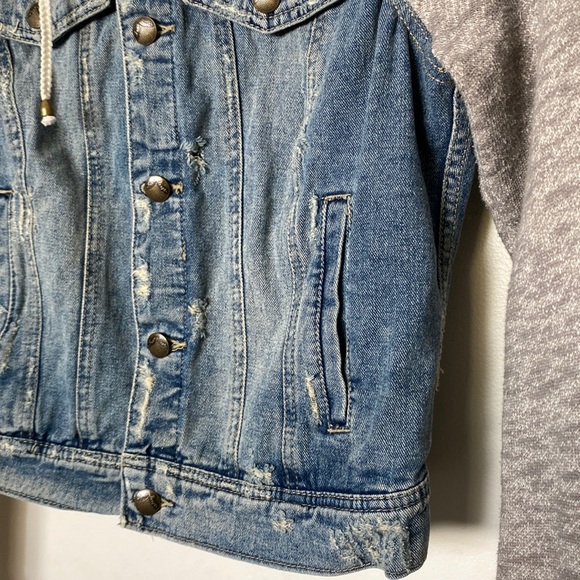 Free People Denim and Knit Hoodie - Picture 6 of 12